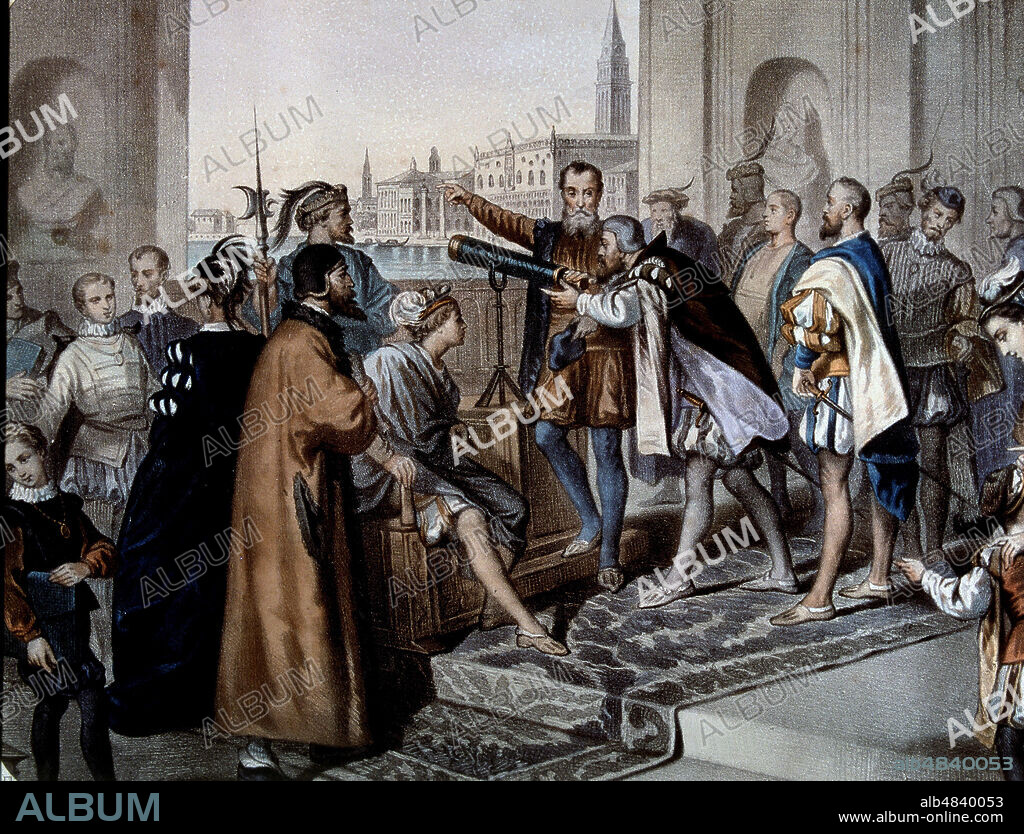 GALILEO GALILEI. ASTROLOGO ITALIANO. 1564-1642. LITOGRAFIA DE L. TURGIS.
