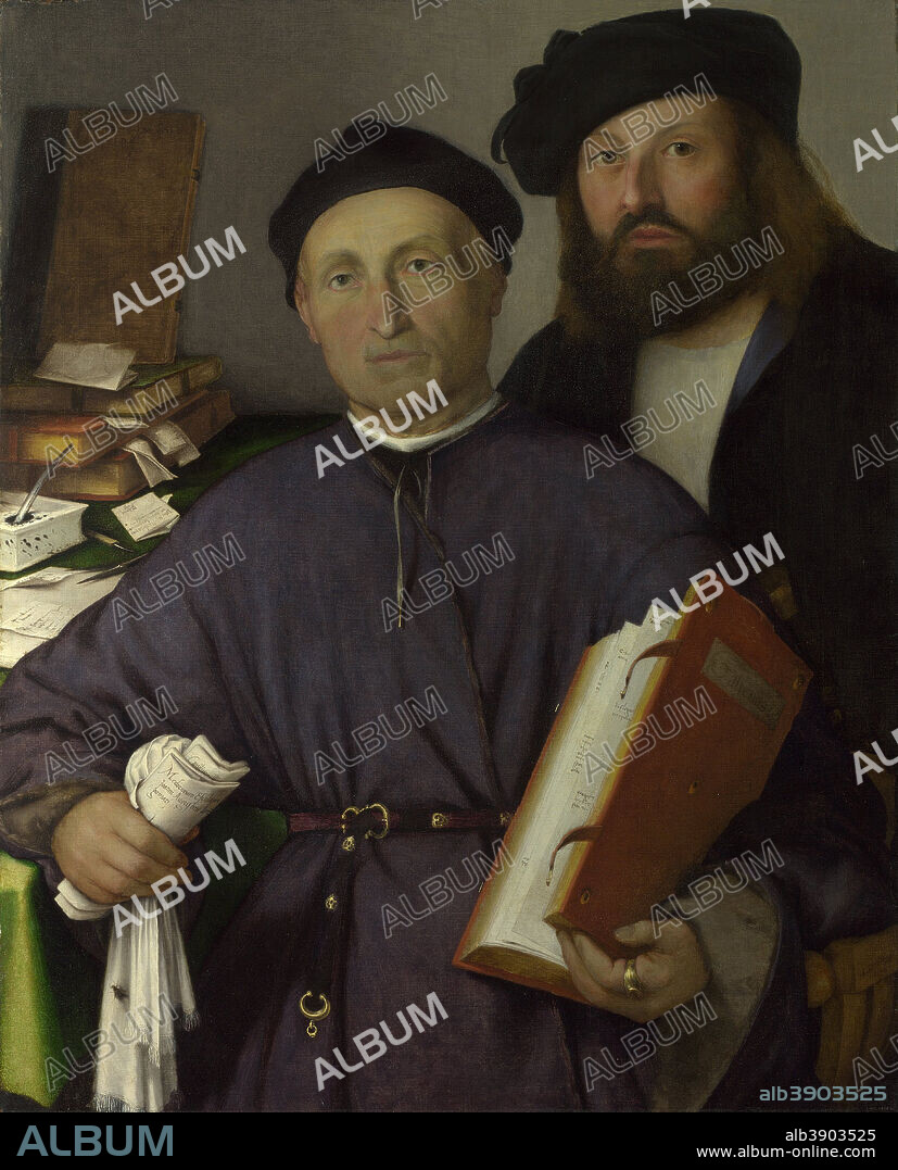 LORENZO LOTTO. The Physician Giovanni Agostino della Torre and his Son, Niccolò. Date/Period: 1515. Painting. Oil on canvas. Height: 85 cm (33.4 in); Width: 68.2 cm (26.8 in).