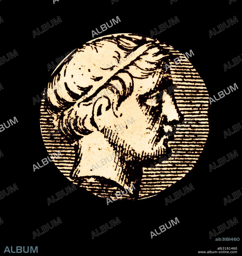 Engraving of Alexander II of Macedon, king of Macedon.