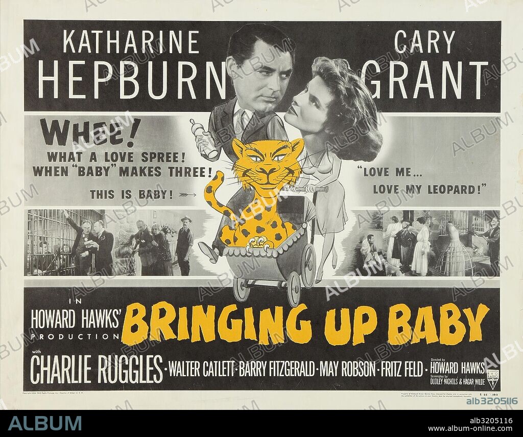 Poster de LA FIERA DE MI NIÑA, 1938 (BRINGING UP BABY), dirigida por HOWARD HAWKS. Copyright RKO.