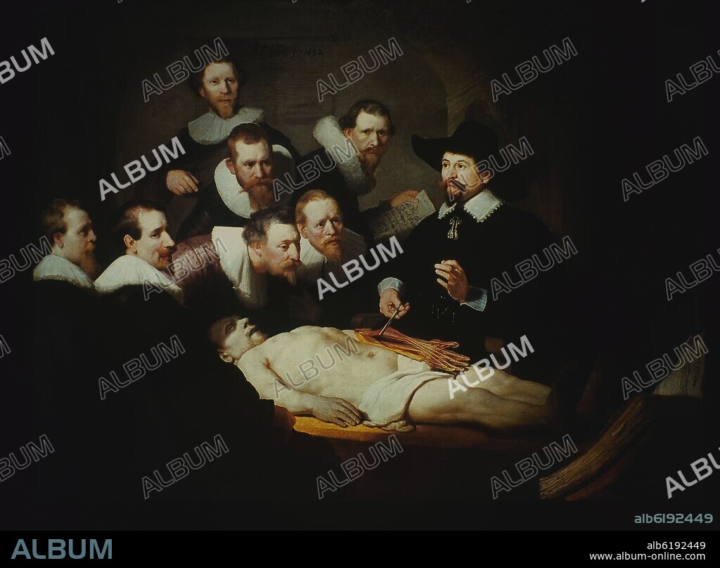 REMBRANDT HARMENSZOON VAN RIJN. Dutch School. The Anatomy Lesson of Dr. Nicolaes Tulp. 1632. Oil on canvas (169.5 x 216.5). The Hague, Mauritshuis.