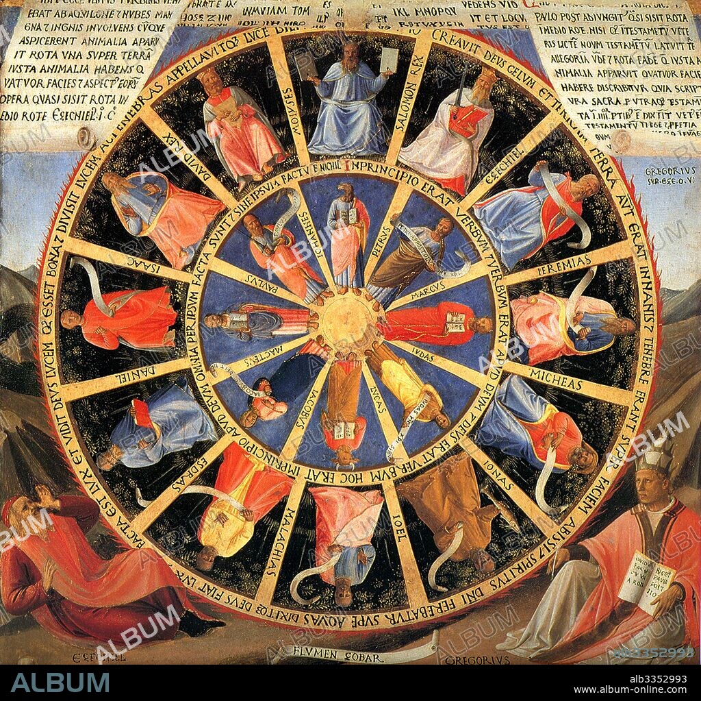 FRA ANGELICO. Ezekiel's Vision of the Mystic Wheel (from Armadio degli Argenti).