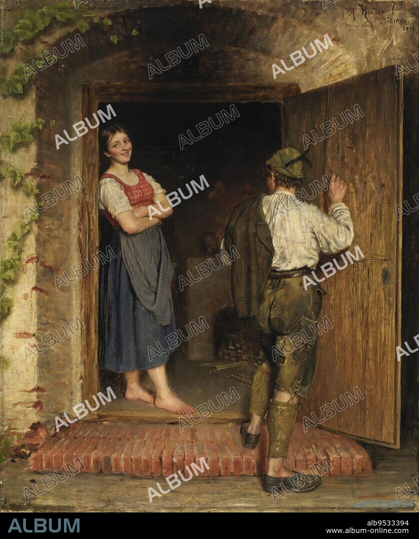 A. KINDER (OR RINDER). Drawing on Door. oil on canvas. Date: 1887.