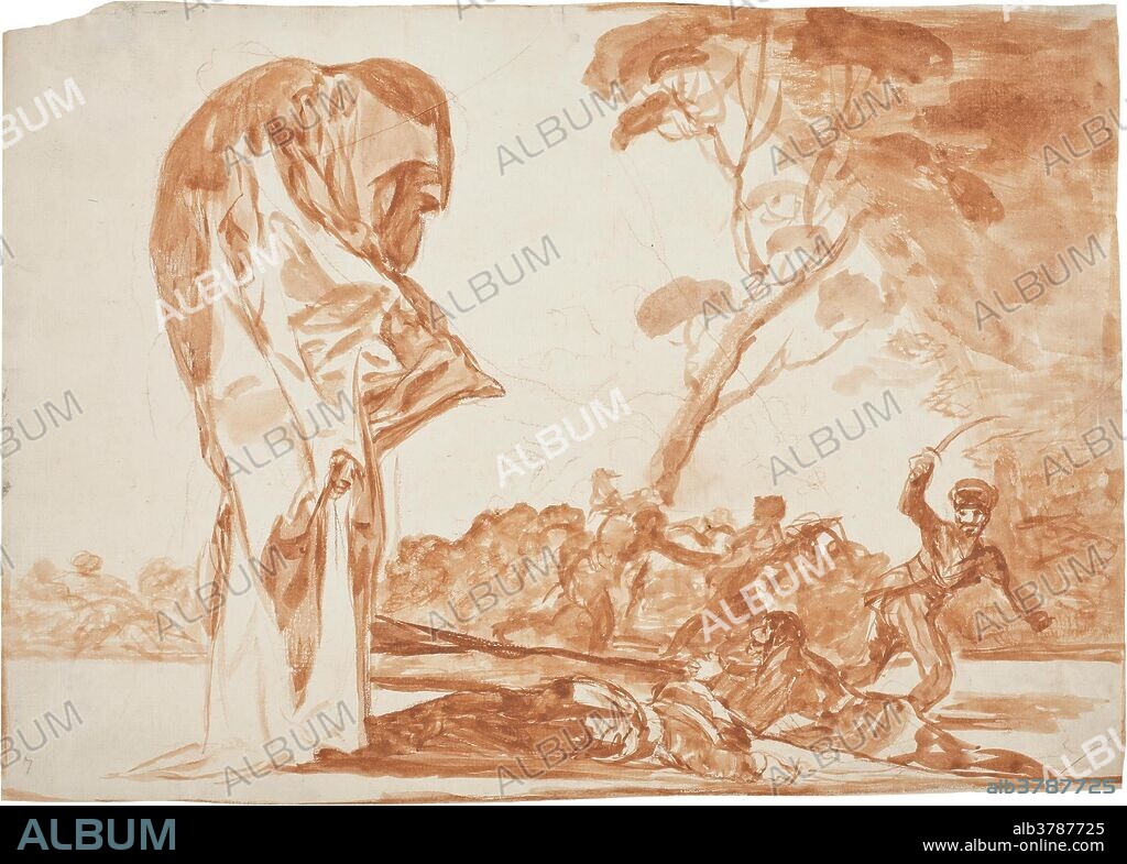 Francisco de Goya y Lucientes / 'Disparate de miedo. Disparates, 2'. 1815 - 1819. Aguada, Sanguina sobre papel verjurado, ahuesado, 234 x 332 mm.