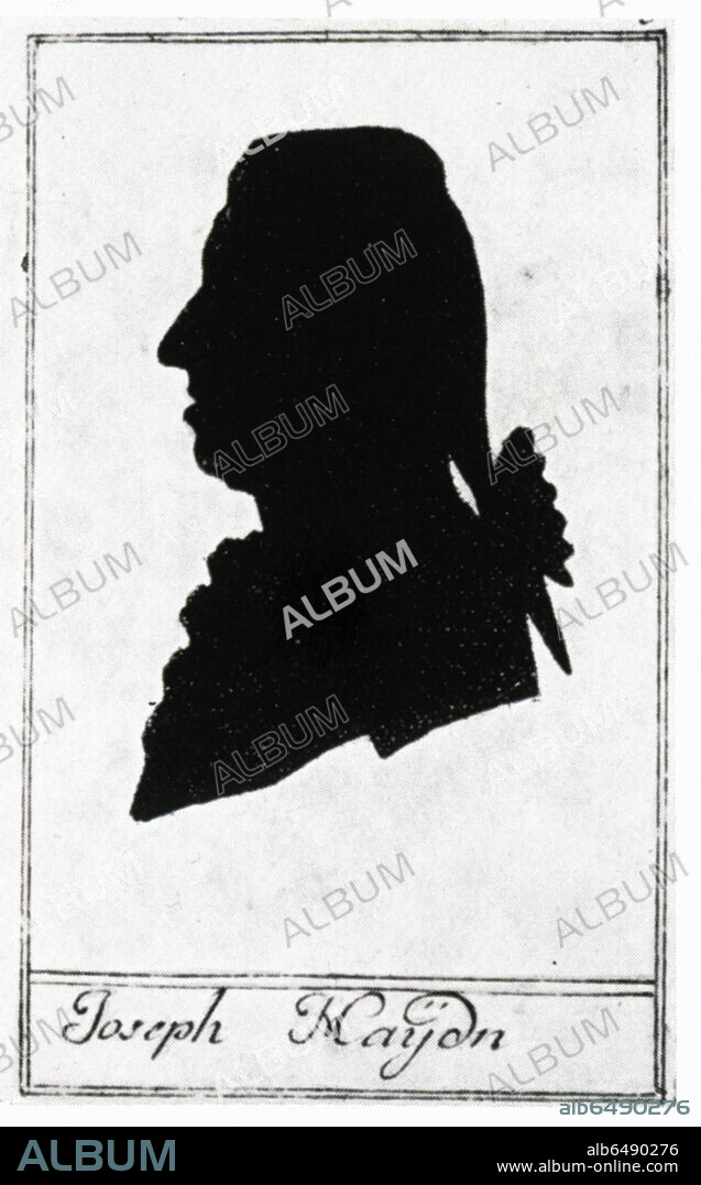 JOHANN HIERONYMUS LOESCHENKOHL. Composer Joseph Haydn (1732-1806). 
Silhouette etching, 8,2 x 4,9cm. 1785.