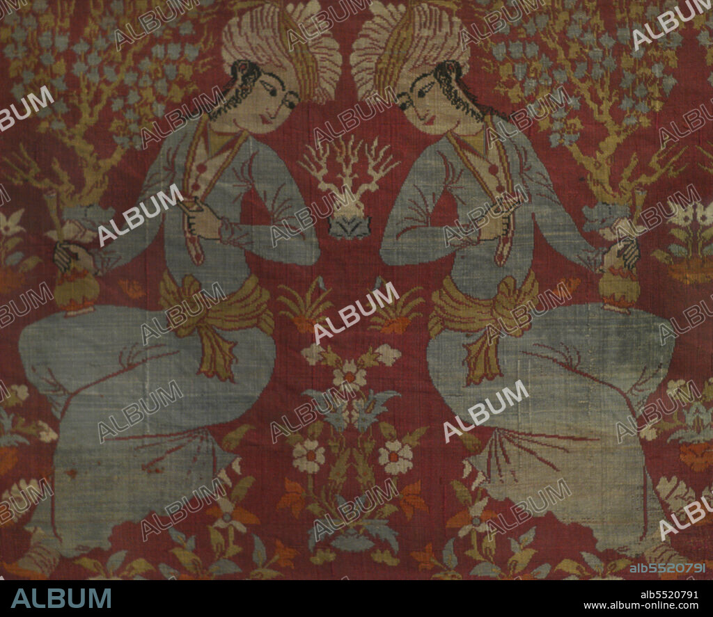 Fragmento de seda, h. 1600. Periodo safávida. Procedente de Kashan (?), Persia. Museo Calouste Gulbenkian. Lisboa. Portugal.