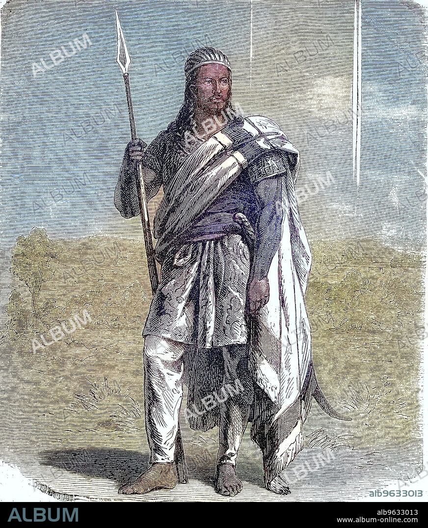Theodore II, Tewodros, born Kassa Hailu in 1818, died April 13, 1868, first governor of Quara (Kwara) and from 1855 to 1868 emperor of Ethiopia, Historical, digitally restored reproduction of an original artwork from the 19th century, exact original date unknown.