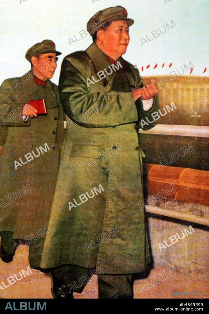 Lin Biao with Mao Zedong (Chinese leader), 1967. Lin Biao (1907 - 1971). Lin became instrumental in creating the foundations for Mao Zedong's cult of personality, and was rewarded in the Cultural Revolution by being named Mao's designated successor. Lin died on September 13, 1971.