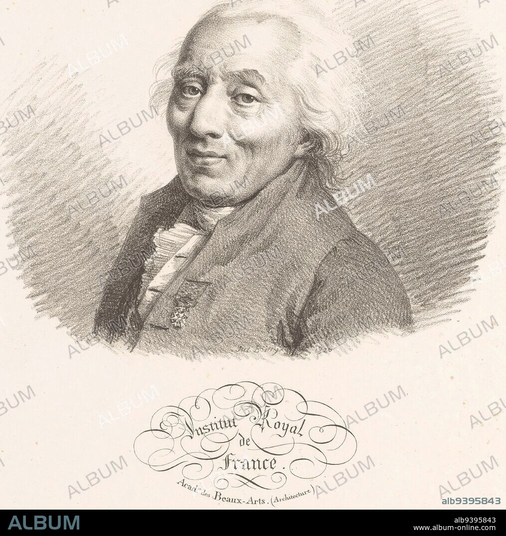 Portrait of architect Jacques Gondouin Gondoin, Jacques Members of the Institut Royal de France Iconographie de l'Institut Royal de France , print maker: Julien-Léopold Boilly, (mentioned on object), publisher: Antoine François Piéri-Bénard, Paris, 1820, paper, h 360 mm - w 274 mm.