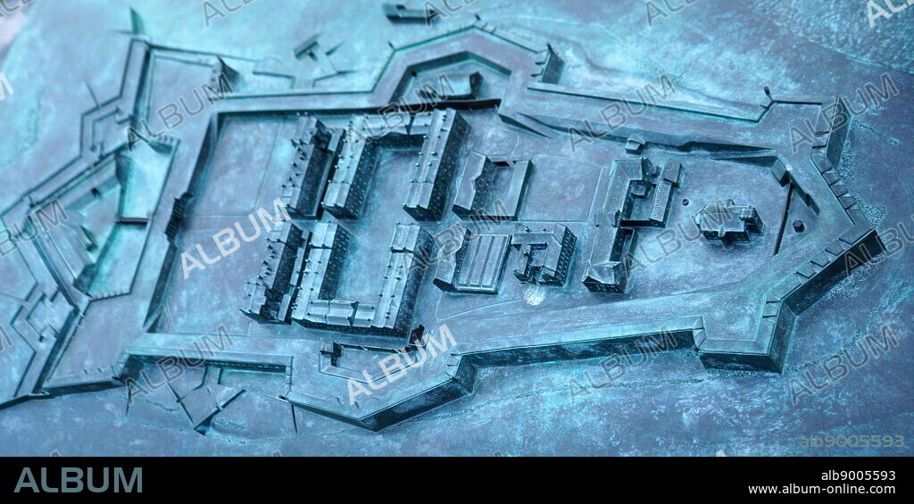 Scale model of Fort George; 18th-century fortress, north-east of Inverness in Scotland, built in the aftermath of the Jacobite rising of 1745, replacing a Fort George in Inverness constructed after the 1715 Jacobite rising to control the area.