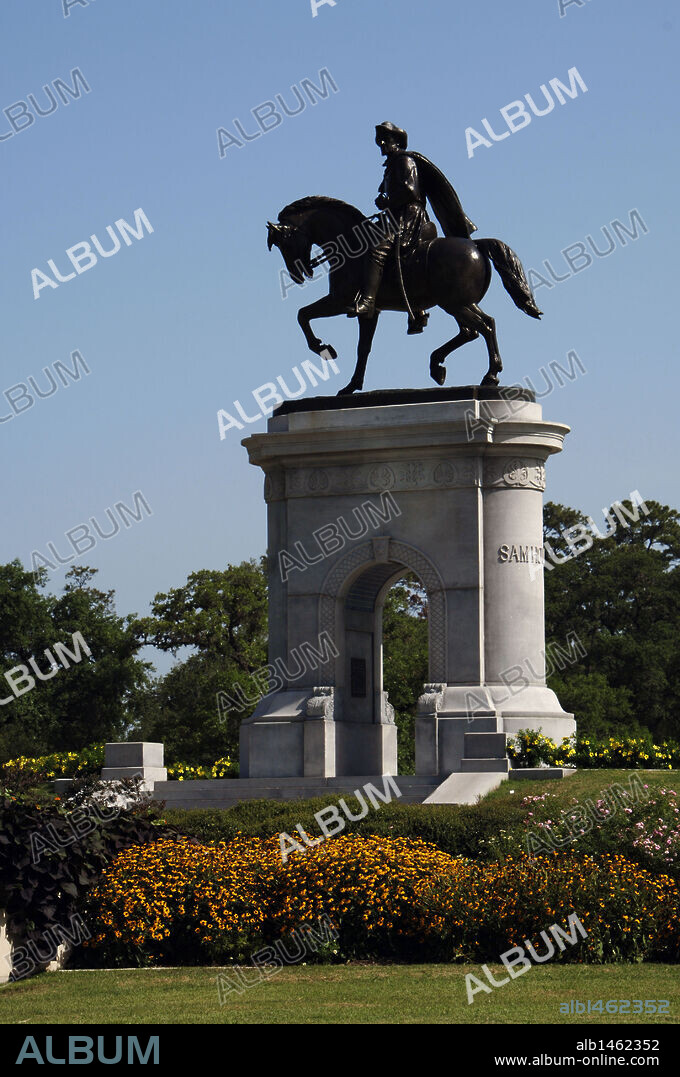 SAMUEL HOUSTON (1793-1863). Político y soldado estadounidense. Gobernador de Texas. MONUMENTO A SAM HOUSTON (1924-1925), obra de Enrico Filberto Cerracchio (1880-1956). HOUSTON. Estado de Texas. Estados Unidos.