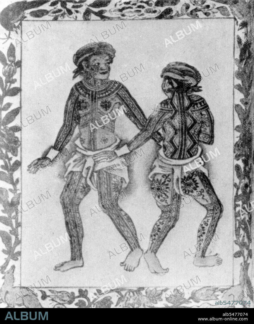 Body tattooing was an important rite of passage for men in the Visayas and was often related to head-hunting or heroism. At festivals, wrestlers wore loincloths to expose their tattoos making them appear more fierce and entreating protection from the spirit world. The first Europeans in the Philippines refered to the Visayans as 'Los Pintados', meaning 'The Painted Ones'. The name 'Visayan' refers to any of several ethnic groups, including Austronesian and Negroid peoples, that inhabit the regions of the Visayas and some parts of Mindanao in the Philippines.
