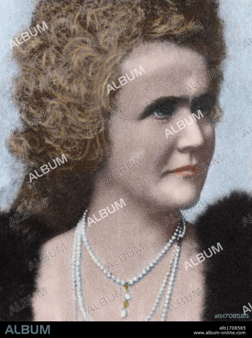 ISABEL (Neuweid 1843-Bucarest 1916). Reina de Rumanía. De origen alemán. En 1869 contrajo matrimonio con el príncipe Carlos Hohenzollern, posteriormente rey de Rumanía con el nombre de Carol I. Grabado coloreado.