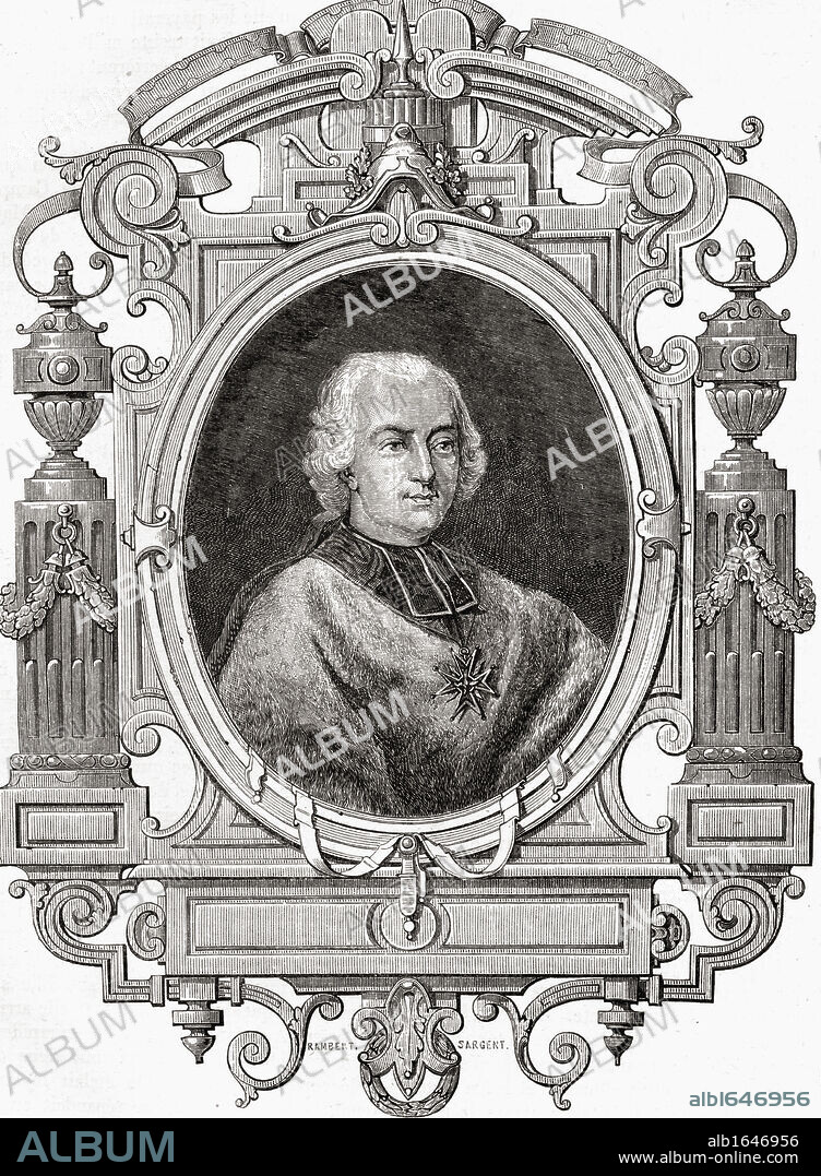 Cardinal de Rohan, Louis Rene eduoard, 1734-1803. Prince de Rohan-Guemenee. Archbishop of Strasbourg. From "Histoire de la Revolution Francaise" by Louis Blanc.