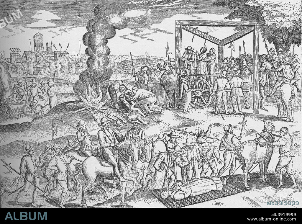 'Martyrs at Smithfield', c1600, (1904). From London in the Time of Tudors, by Sir Walter Besant. [Adam & Charles Black, London, 1904].