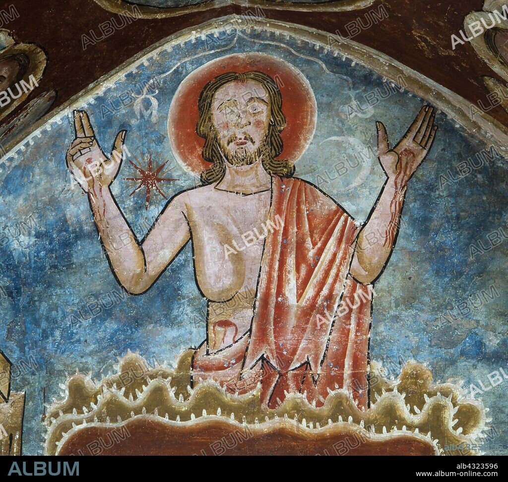 Romanesque mural of Sant Pau de Casserres, The Resurrection (Final Judgment), 13th century.