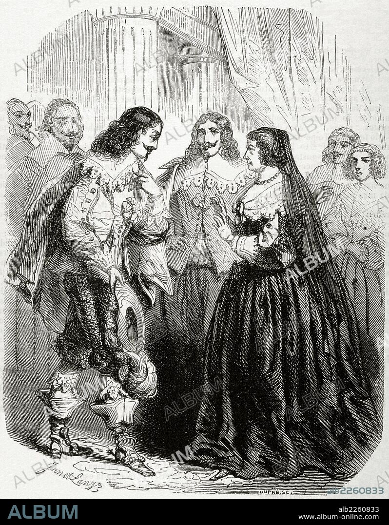LOUIS DUPRE. Louis XIII of France (1601-1643). House of Bourbon. Interview between Louis XIII and his mother Marie de'Medici in Castle Coursie_re castle. Engraving by Dupre. Biblioteca Universal. Ediciones Populares, 1851.