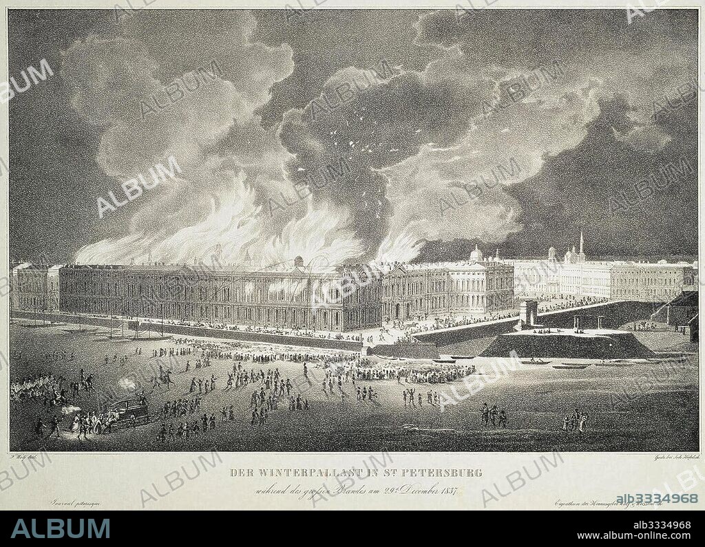 FRANZ WOLF. Fire in the Winter Palace on December 29, 1837.