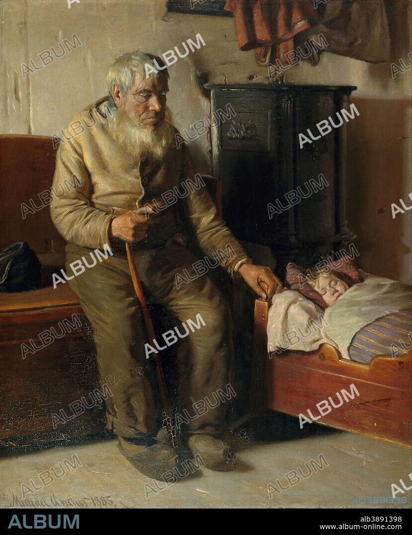 MICHAEL PETER ANCHER. Blind Kristian minding a child. Date/Period: 1885. Painting. Oil on canvas. Width: 103.6 cm. Height: 126 cm.