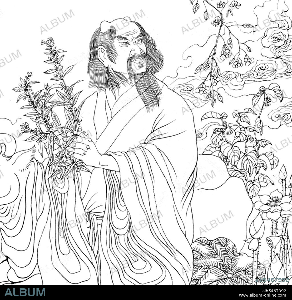 Shennong (Vietnamese: Than Nong), also known as the Emperor of the Five Grains (Wugu xiandì), was a ruler of China and cultural hero who lived some 5,000 years ago and who taught the ancient Chinese the practice of agriculture. Appropriately, his name means ' Divine Farmer'. He is also believed to have discovered tea. The Three Sovereigns and Five Emperors (Sanhuang wudi; Wade–Giles: San-huang wu-ti) are a blend of mythological rulers and cultural heroes from ancient China dating loosely from the period from c.3500-2000 BCE. This represents the earliest period of recorded Chinese history and is regarded as largely mythological. In chronological terms it precedes the Xia Dynasty (c.2070-1600 BCE). There are several variations as to who constitute the various Three Sovereigns and Seven Emperors. According to the Diwang Xishi or Record of Imperial Lineages, also called the 'Sovereign Series' in English, the Three Sovereigns were, in chronological sequence: Fuxi, Shennong and Huangdi. The same source lists the Five Emperors, again chronologically, as: Shaohao, Zhuanxu, Gaoxin, Yao and Shun.