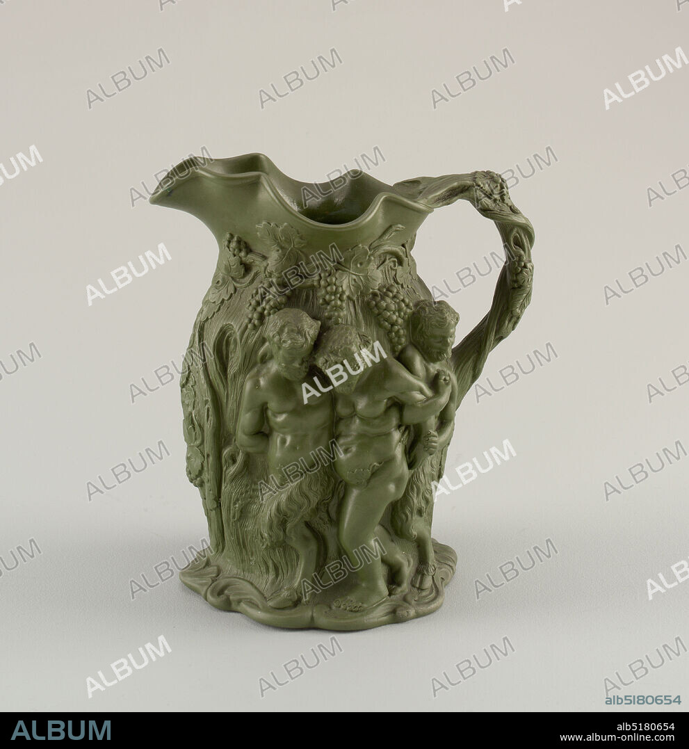 Silenus, Minton and Company, British, 1793 - 1968, Glazed stoneware, The dark green version of this pattern was issued in 1831 as model number 19. While many companies produced versions of the 'Silenus' jug, the dark green color is unique to Minton., England, ca. 1840, ceramics, Decorative Arts, Jug, Jug.