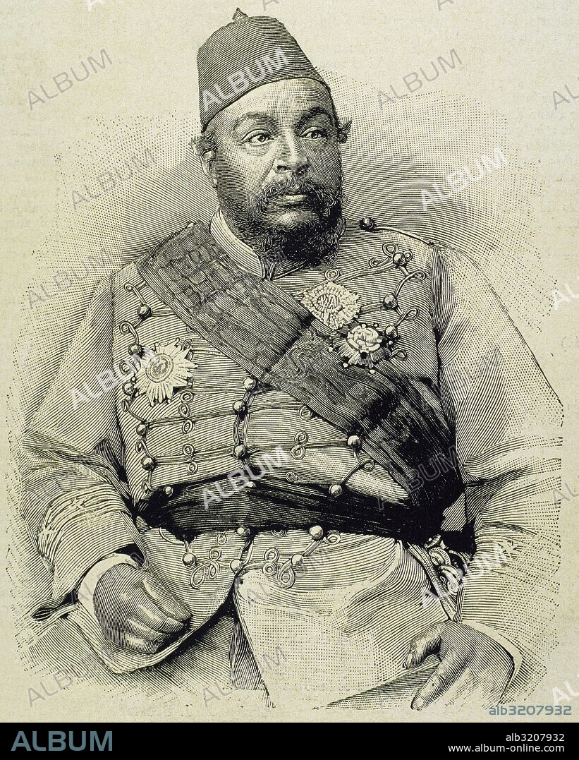 Morocco. Moulay Tayeb, Pope of Mauritania, Sharif of Ouazzane. Portrait. Engraving. "La Ilustracion Espan_ola y Americana", 1892.