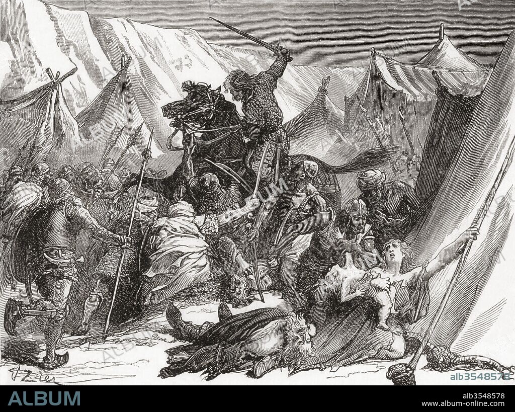 Robert of Normandy rallying the crusaders during the First Crusade. Robert Curthose, c.?1054 – 1134 aka Robert II or Robert III. Duke of Normandy. From Cassell's History of England, published c.1901.