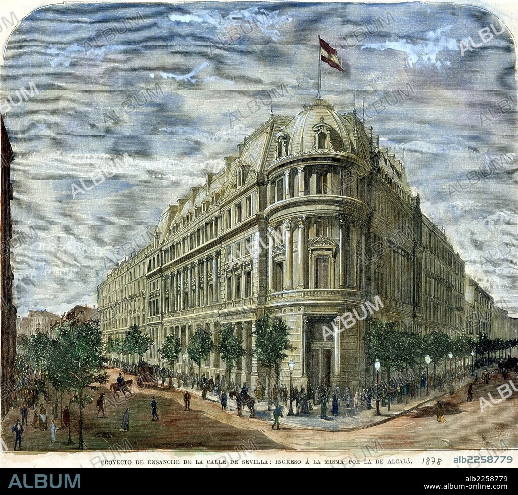 MADRID. PROYECTO DE ENSANCHE DE LA CALLE SEVILLA. AÑO 1878.  MADRID PINTADO.