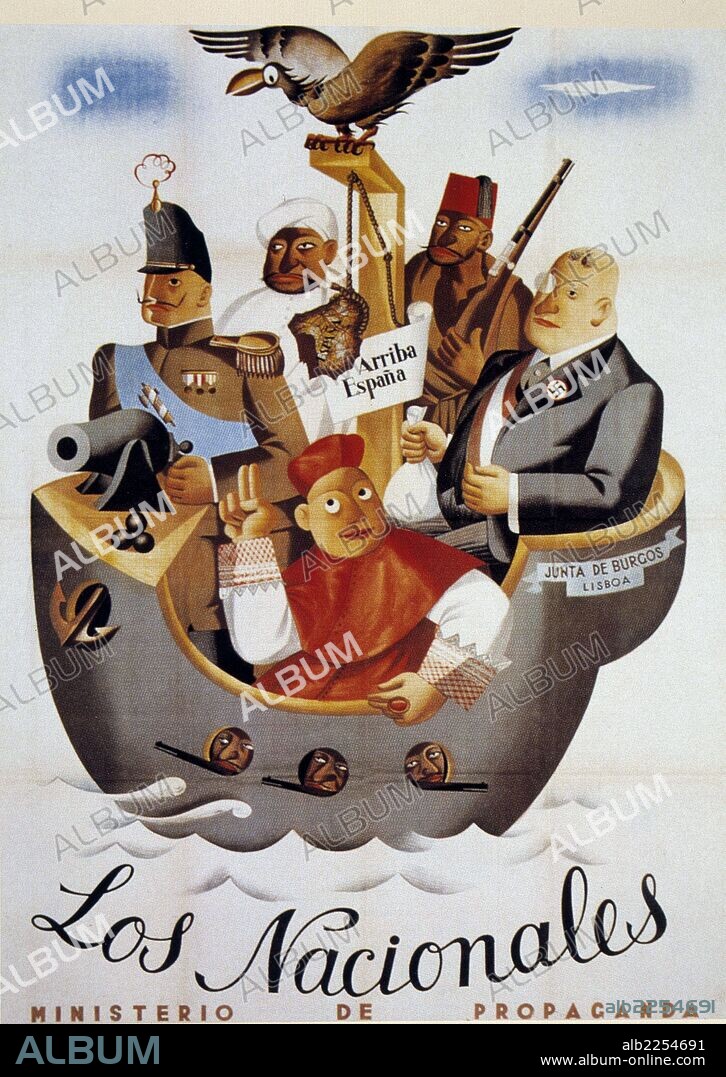 GUERRA CIVIL ESPAÑOLA 1936 - 1939. " LOS NACIONALES ". CARTEL DE PROPAGANDA EDITADO POR EL MINISTERIO DE PROPAGANDA.
