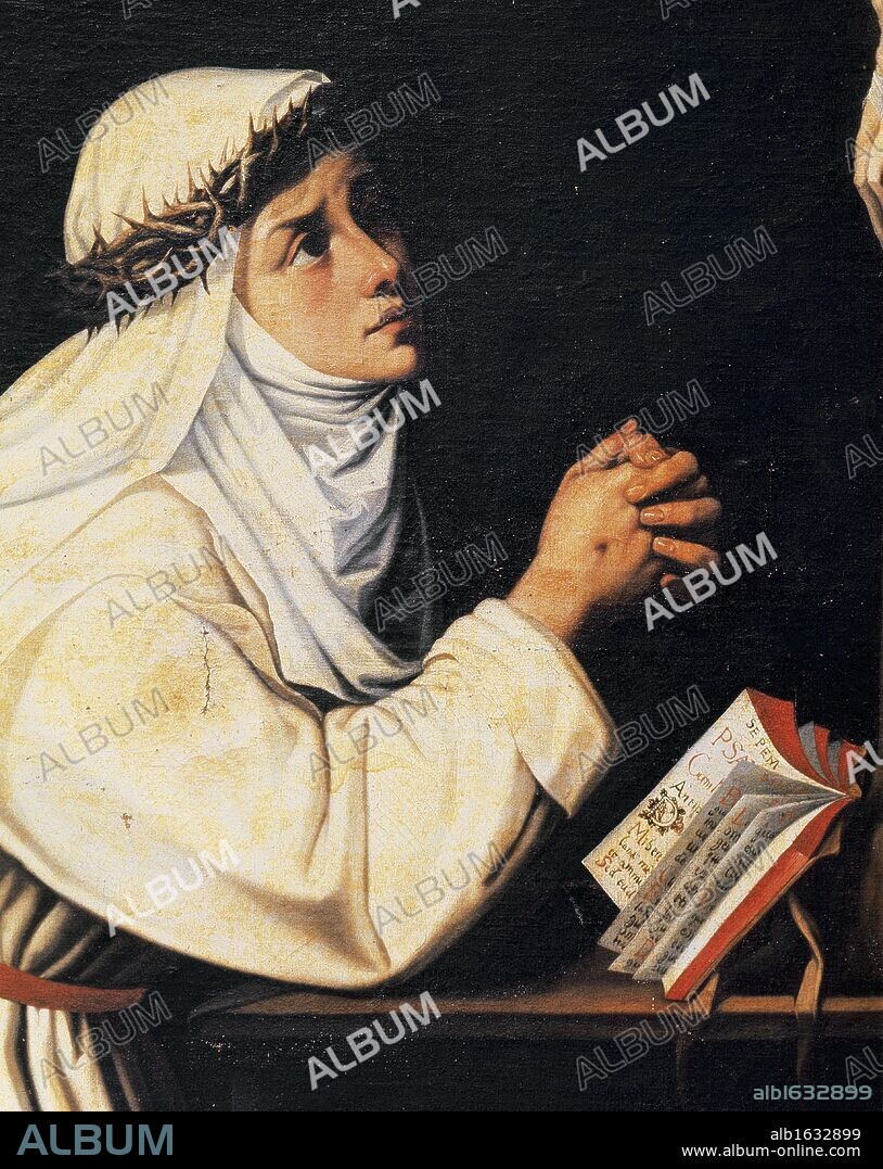 Santa Catalina de Siena (Siena,1347-Roma,1380), de nombre Caterina Benincasa. Religiosa mística italiana, perteneciente a la orden Dominica, influyó en el retorno de los papas de Aviñón a Roma y actuó conciliadoramente en la política italiana desde 1375. Conocida por sus éxtasis y sus revelaciones. Casa Lope de Vega. Madrid. España.