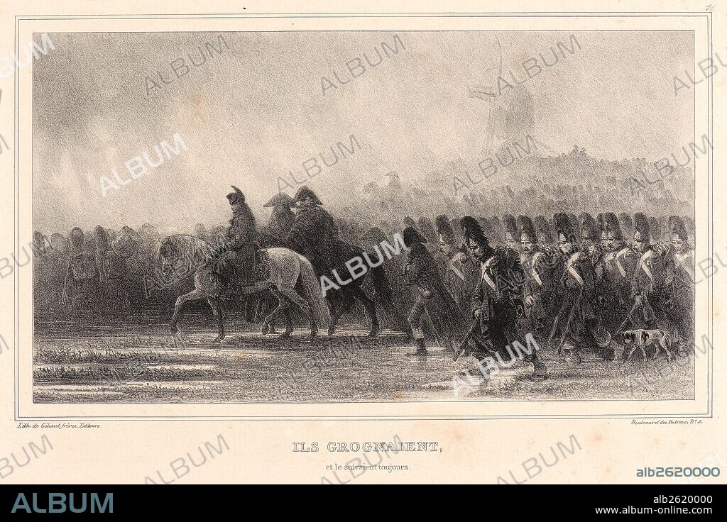 Auguste Raffet (French, 1804 - 1860). Ils grognaient, et le suivaient toujours!, 1836. Lithograph.