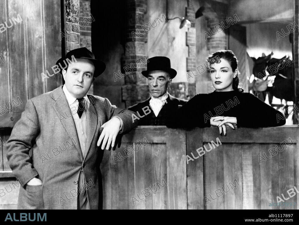 BERNARD BLIER, FERNAND RAUZENA et SIMONE SIGNORET dans MANEGES, 1950, réalisé par YVES ALLEGRET. Copyright DISCINA.