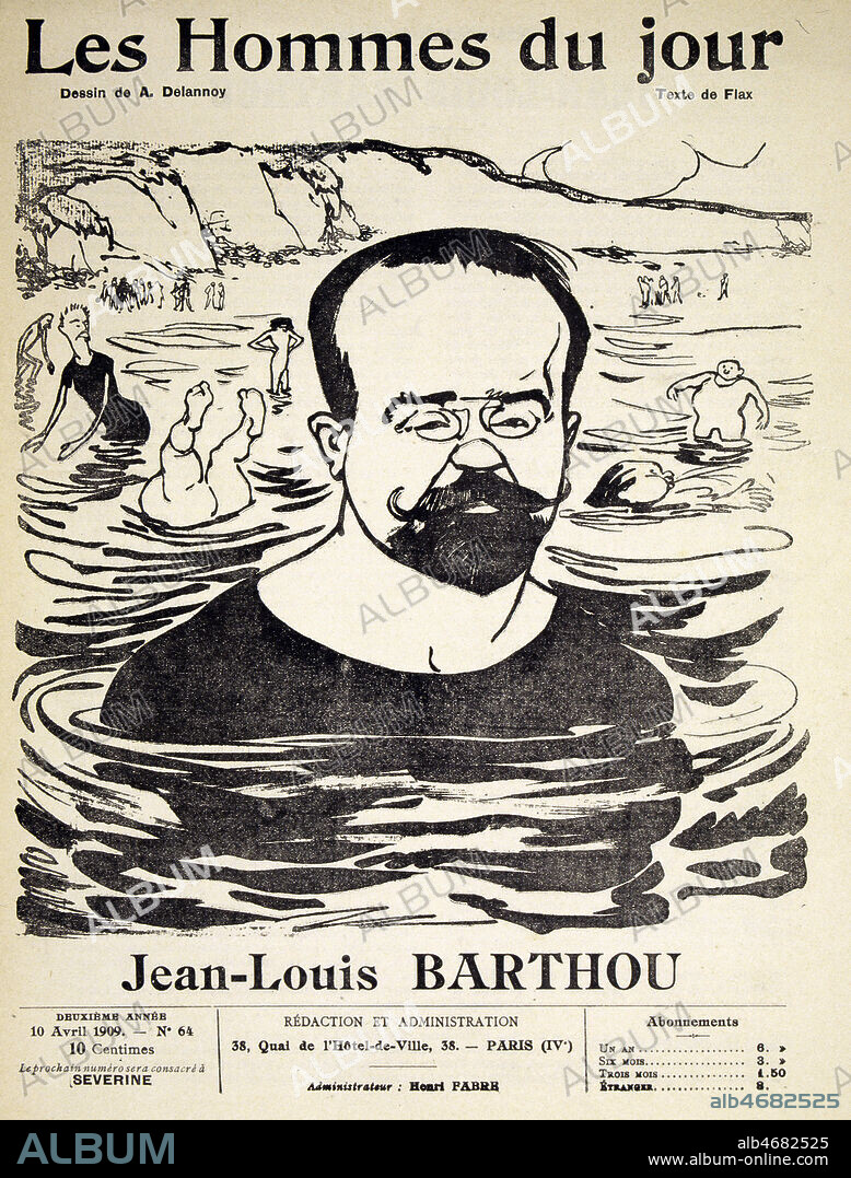 Portrait de Jean-Louis BARTHOU (1862-1934) realise par DELANNOY (1874-1911) pour Les hommes du Jour du 10 avril 1909. Credit : JEAN VIGNE / KHARBINE-TAPABOR.