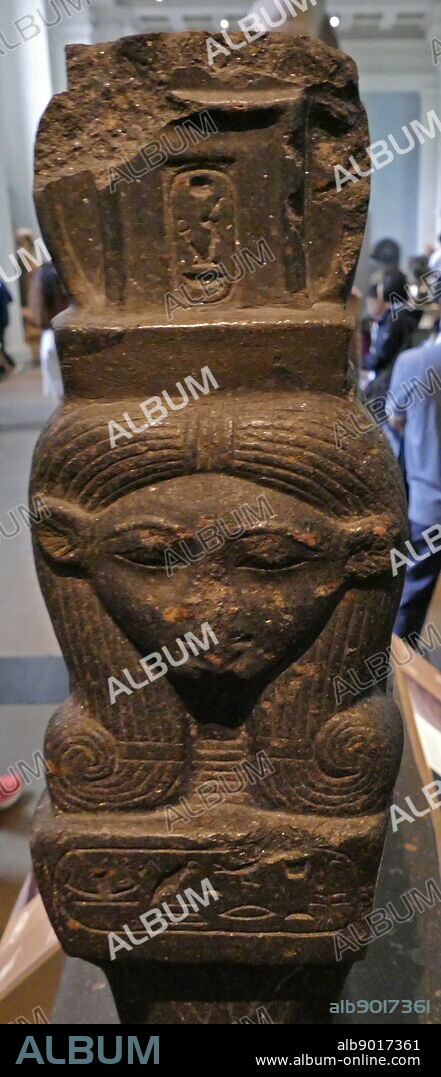 Statue of a sacred boat dedicated to Mutemwiya - circa 1400 BC, black granite from the Temple of Karnak, Egypt. Mutemwiya was a minor wife of Thutmose IV, a pharaoh of Egypt, in the Eighteenth Dynasty and the mother of Pharaoh Amenhotep III.