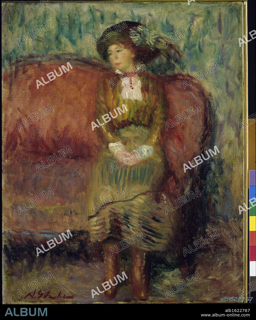 Woman Seated on a Red Sofa   1910  William James Glackens (1870-1938/American)   Oil on canvas  Barnes Foundation, Merion, Pennsylvania.