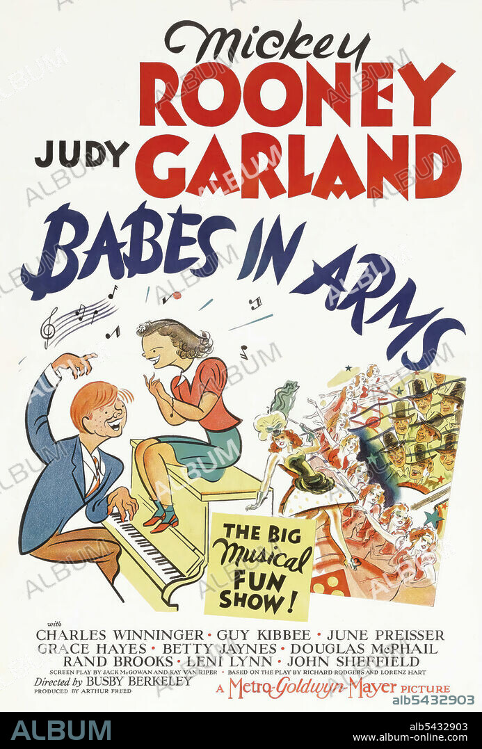 JUDY GARLAND and MICKEY ROONEY in BABES IN ARMS, 1939, directed by BUSBY BERKELEY. Copyright M.G.M.