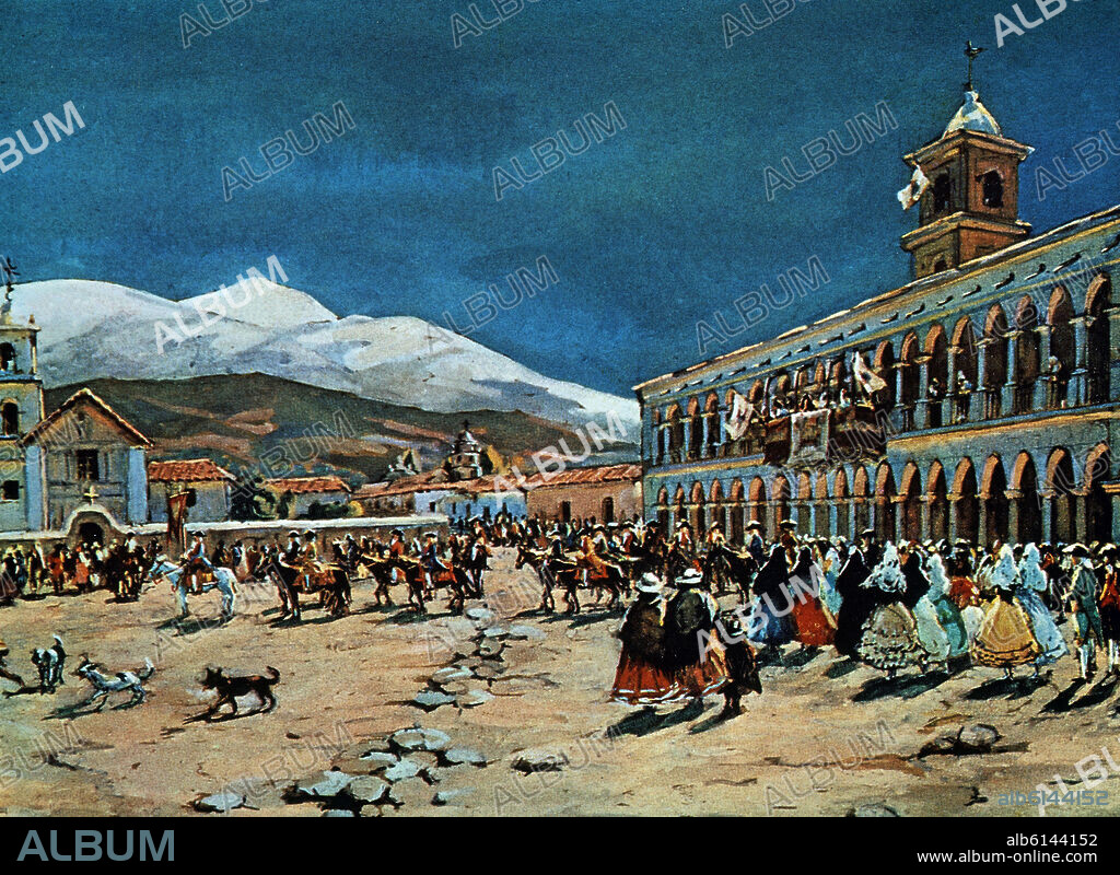 MATATS LEORICE. PASEO DEL PENDON REAL EN JUJUY - ARGENTINA - 1800 - GUACHE.