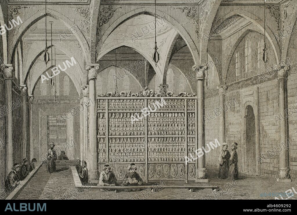 Imperio Otomano. Interior de la biblioteca del Baja Raghil. Grabado por Lemaitre. Historia de Turquía, por Joseph Marie Jouannin (1783-1844) y Jules Van Gaver. Panorama Universal, edición española de 1840.