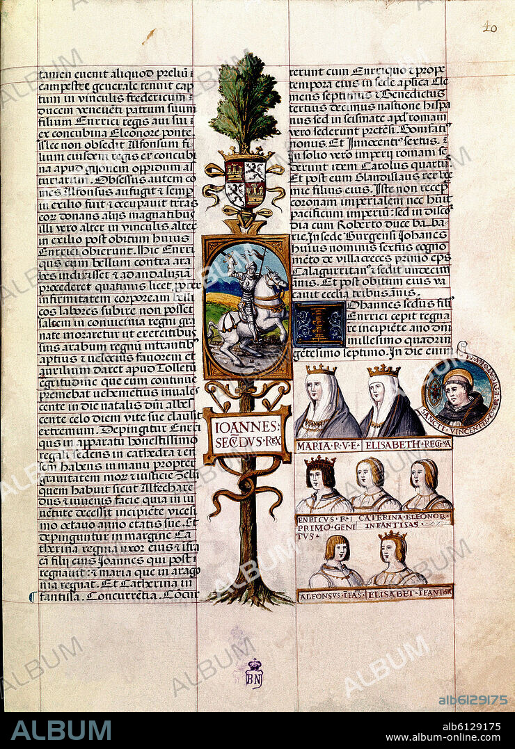ALONSO DE CARTAGENA. GENEALOGIA DE LOS REYES DE ESPAÑA - JUAN II Y SU FAMILIA - MANUSCRITO SIGLO XV.