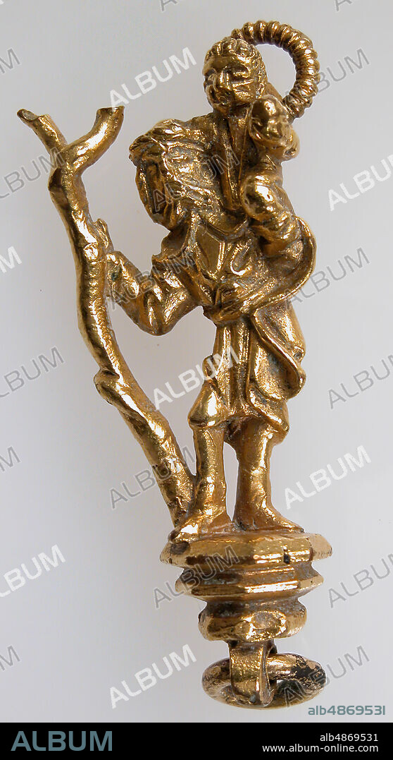 Pendant with St. Christopher Carrying the Christ Child, German, late 15th century.