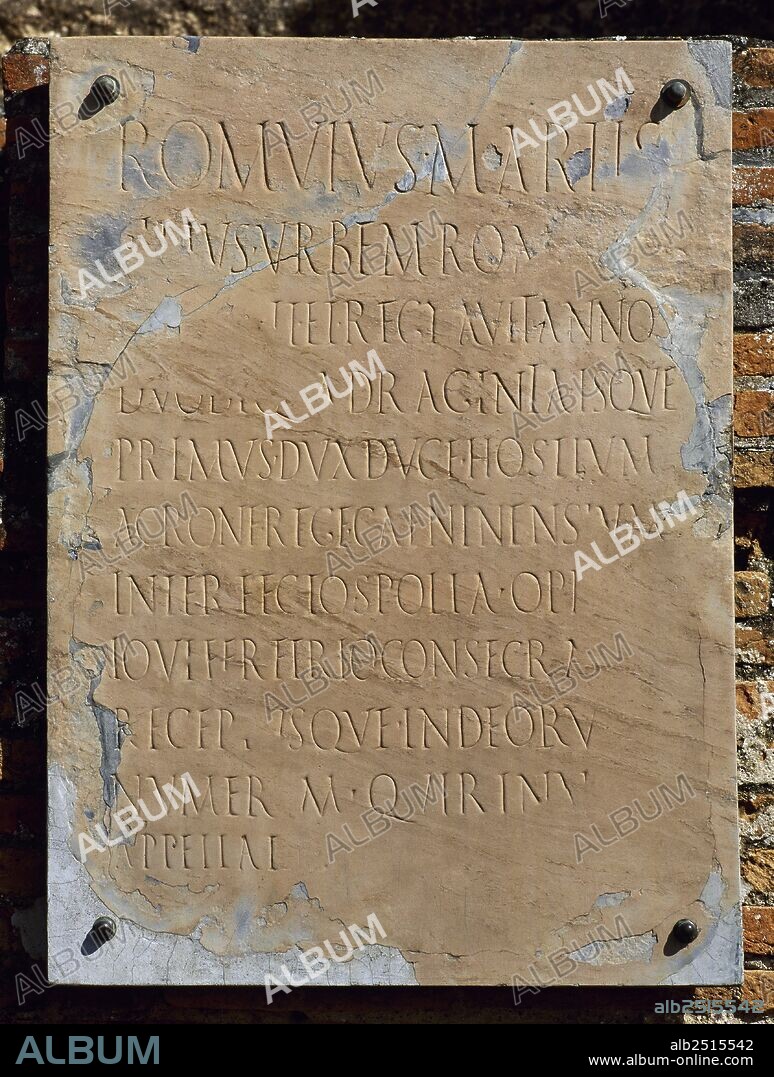 Latin inscription written in Roman capital letters. Eumachia building. Forum area. Pompeii, Italy.