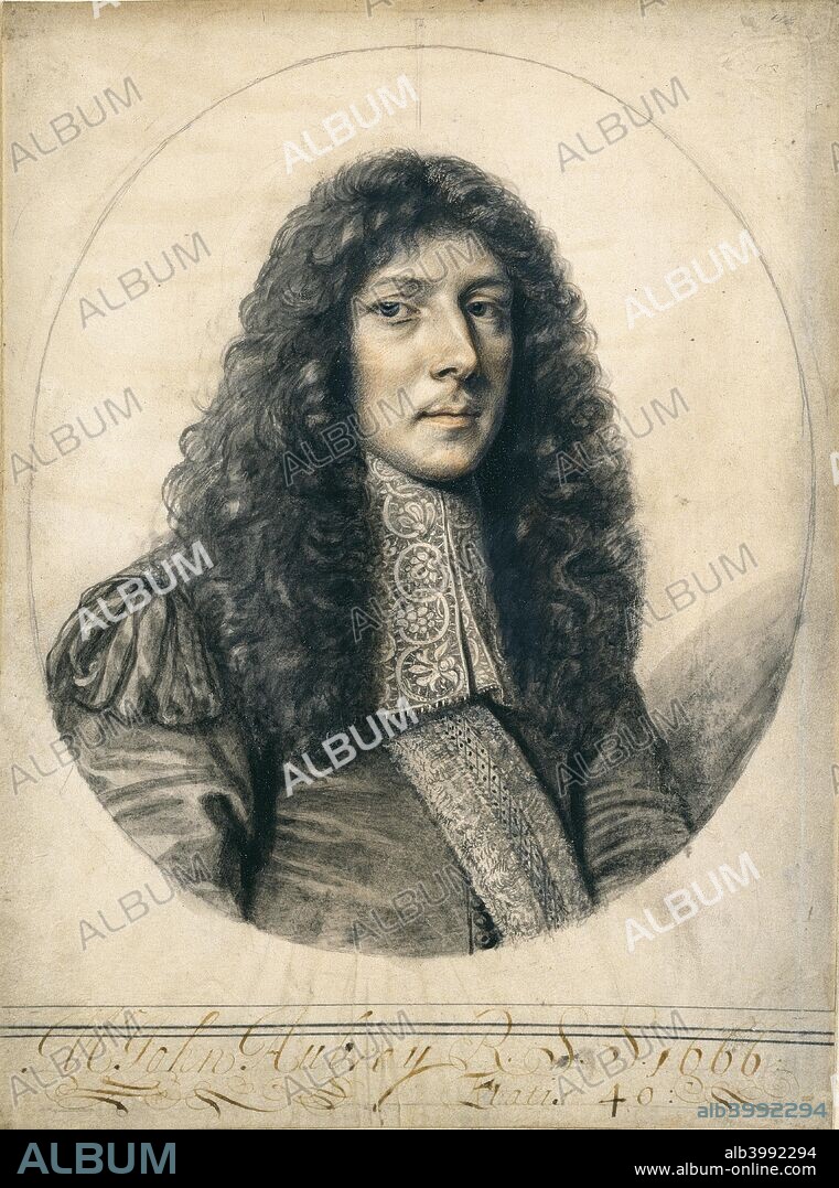 Portrait of John Aubrey, 1666. Dimensions: height x width: sheet 19.6 x 14.5 cm.