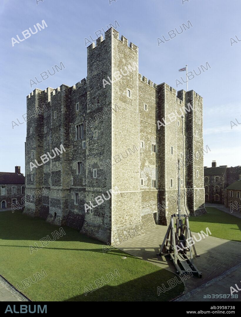Dover Castle, Kent, c1990-2010. An exterior view of the keep built by Henry II during the late 12th century. Medieval castle in Dover, Kent, founded in 11th century and described as the Key to England due to its defensive significance.
