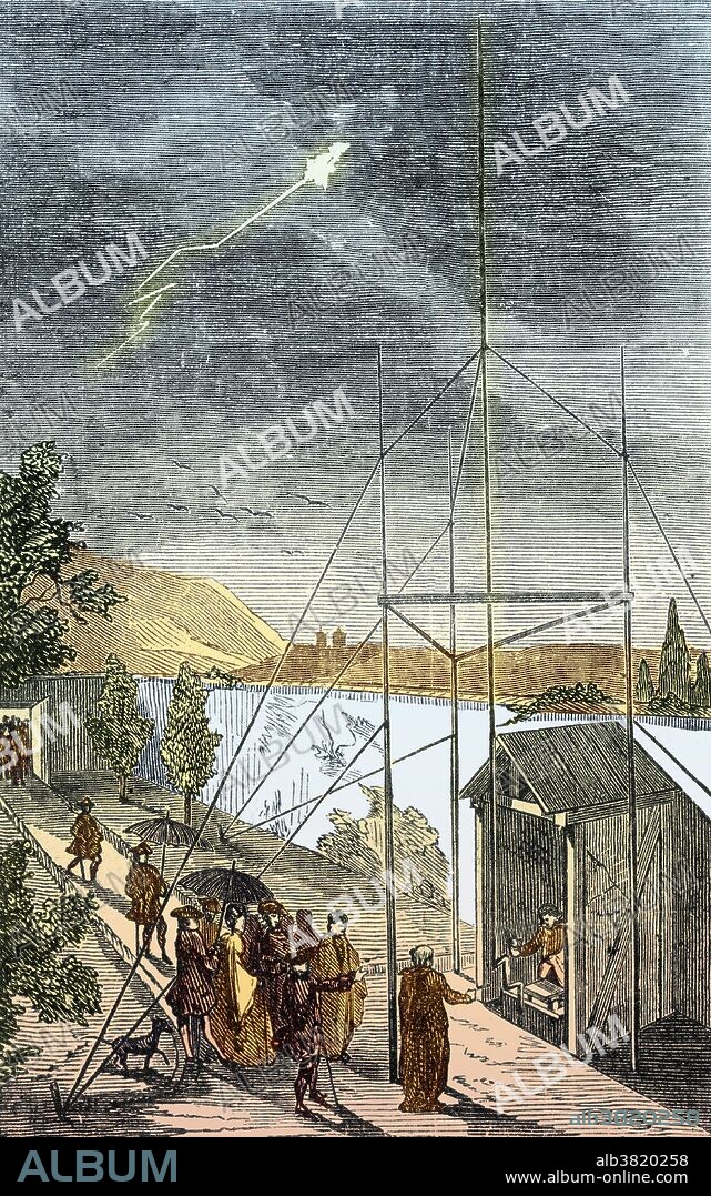 In 1750, Benjamin Franklin published a proposal for an experiment to determine if lightning was electricity. He proposed extending a conductor into a cloud that appeared to have the potential to become a thunderstorm. If electricity existed in the cloud, the conductor could be used to extract it. Thomas-Francois Dalibard (1709-1778) and Georges-Louis Leclerc, Comte de Buffon, translated Franklin's proposal into French and in May 1752 they performed an experiment using a 40 foot tall metal rod at Marly-la-Ville. It is said that Dalibard used wine bottles to ground the pole, and he successfully extracted electricity from a low cloud. It is not known whether Franklin ever performed his proposed experiment. Georges Louis Leclerc, Comte de Buffon (September 7, 1707 - April 16, 1788), was a French naturalist, mathematician, cosmologist, and encyclopedic author. He epitomizes the revolutionary changes that the Enlightenment brought to the study of nature. This image has been color-enhanced.