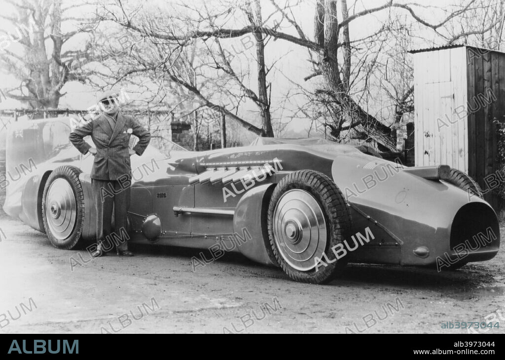 Malcolm Campbell with the 1933 Bluebird, 1933. He set a world land speed record of 272.46 mph at Daytona, Florida in 1933. Campbell was the holder of both land and water speed records from 1927 onwards. In 1935 he became the first man to break 300 mph on land reaching 301.1291 mph in Bonneville Salt Flats, Utah. In 1939 he achieved his fastest speed on water with 141.74 mph. He called all his racing cars and speed boats 'Bluebird' after the symbol of unattainability in the play of the same name by Maurice Maeterlinck.