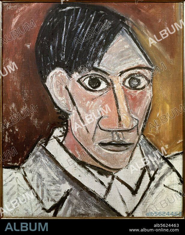 PABLO PICASSO. Picasso, Pablo span. Maler, Graphiker u. Bildhauer. Malaga 25.10.1881 - Mougins 8.4.1973. "Selbstbildnis", Paris, Frühjahr 1907. Öl auf Leinwand, 50 × 46 cm. Prag, Narodni Galerie (Nationalgalerie).