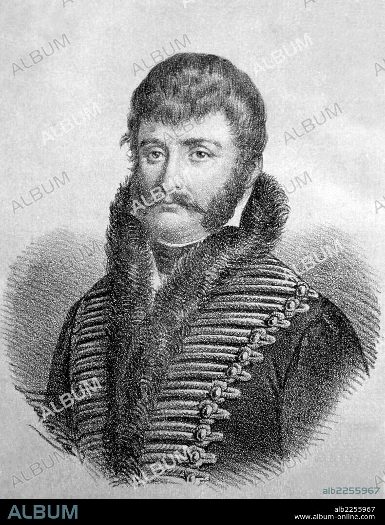 RIEGO , RAFAEL DEL. MILITAR Y POLITICO ESPAÑOL.SANTA MARIA DE TUÑAS 1785 - 1823. GRABADO RETRATO DE N. GONZALEZ. MADRID.