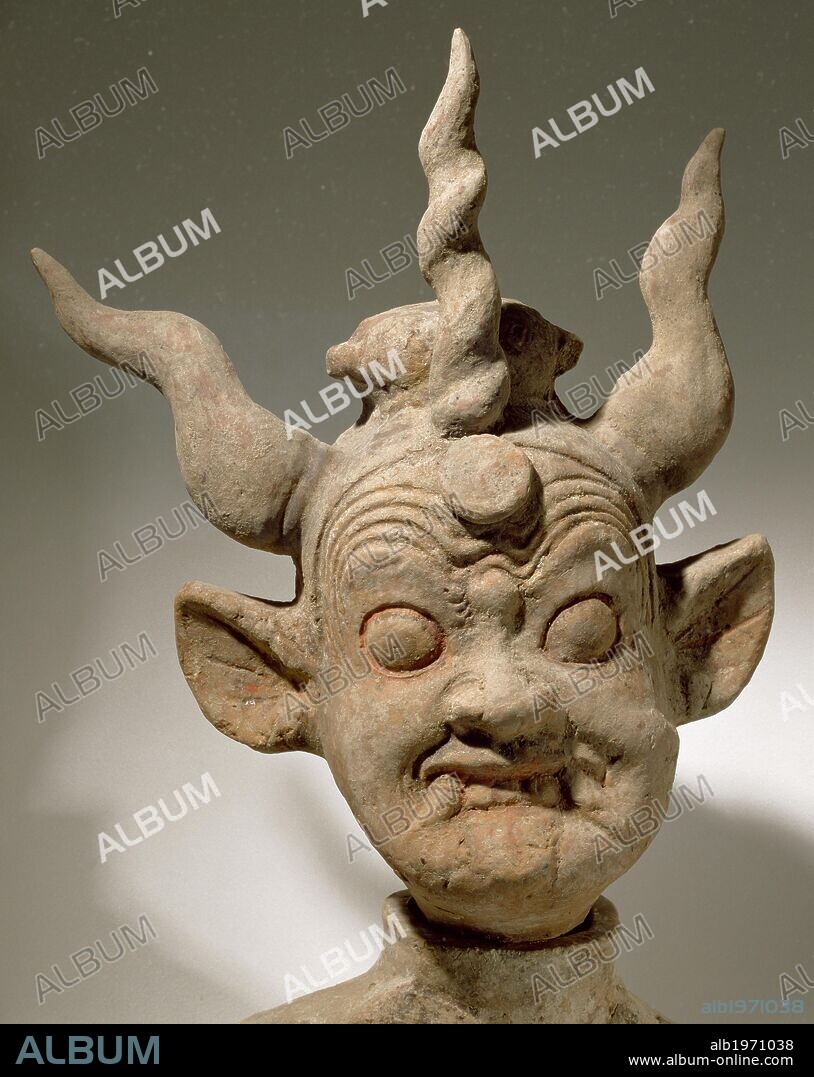 Guardian of the tomb, terracotta statue from the Sichuan Province, China. Detail. Chinese Civilisation, Eastern Han Dynasty, 1st-3rd century AD.