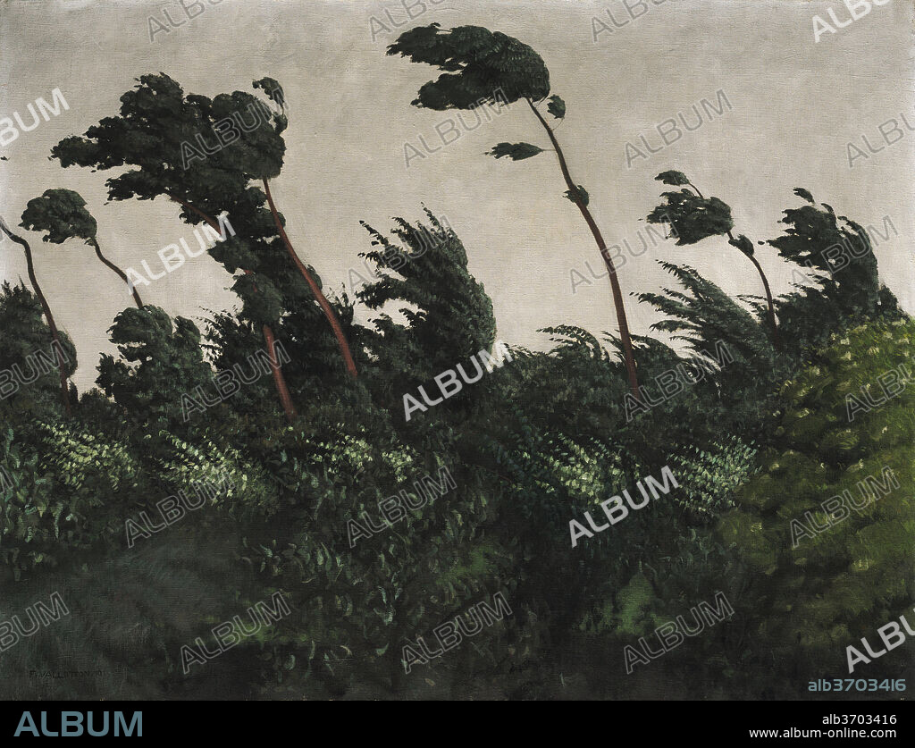 FELIX VALLOTTON (PEINTRE). The Wind. Dated: 1910. Dimensions: overall: 89.2 x 116.2 cm (35 1/8 x 45 3/4 in.)  framed: 100.9 x 127.6 x 3.8 cm (39 3/4 x 50 1/4 x 1 1/2 in.). Medium: oil on canvas.