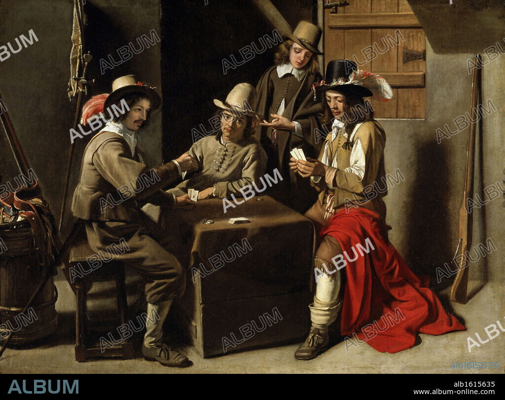 ANTOINE LE NAIN. Soldiers Playing Cards   (Soldats Jouant aux Cartes)   Louis Le Nain (c. 1593-1648/French)   Institute of Fine Art, Birmingham.